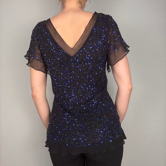 Silk beaded top short sleeve sheet sleeves - size medium from Liz Jordan - Picture 4 of 8